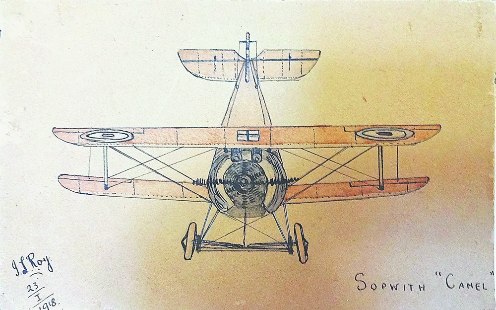 One of Roy's drawings, made when he was recuperating from his crash. Credit: Indian Air Force Museum