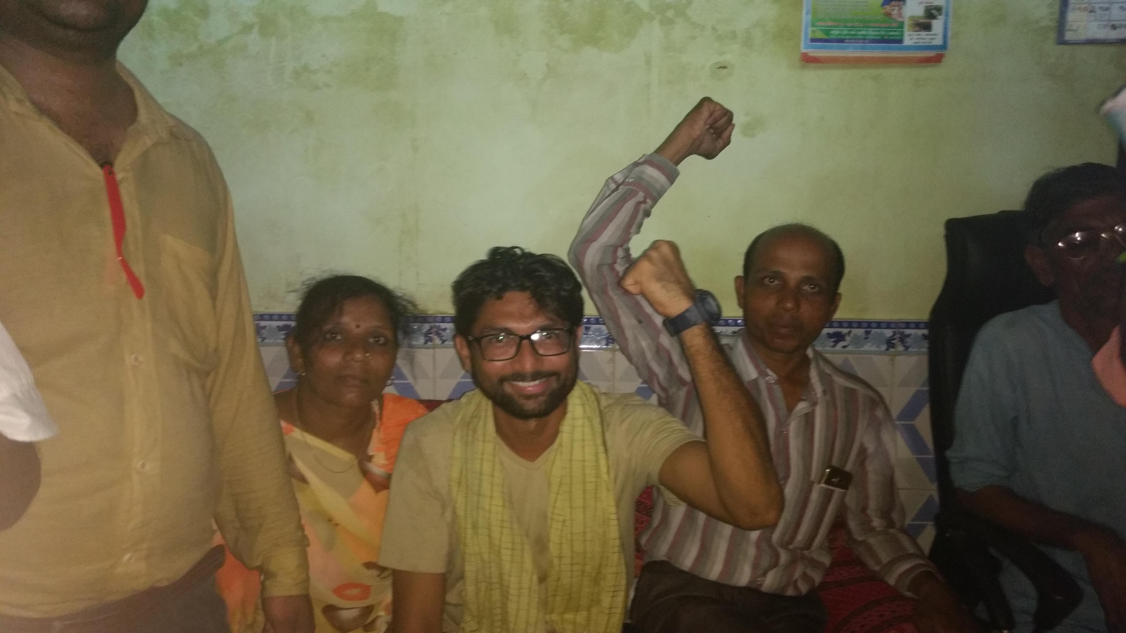 Jignesh Mevani and others participating in the Azadi Kooch. Credit: Damayantee Dhar