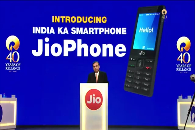 The JioPhone is Reliance's attempt at cornering rural users, low-income users who still haven't migrated to smartphones. Credit: Reliance
