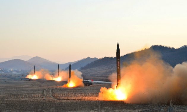 The launch of ballistic rockets released by the Korean Central News Agency (KCNA). Credit: Reuters
