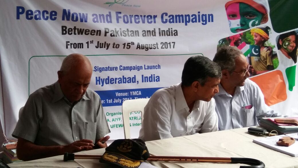 Hyderabad launch on July 1 – Magsaysay awardees Admiral Ramdas and Jayaprakash Narayan at the launch. Photo courtesy: Mazher Hussain, COVA