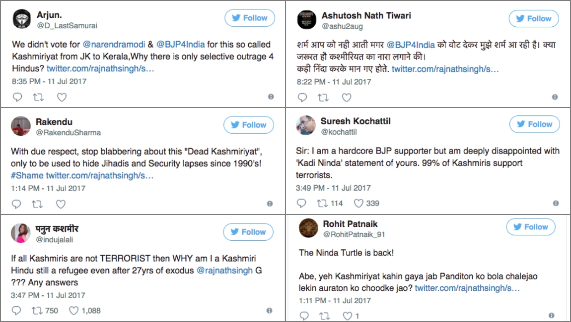 Rajnath Singh Amarnath Kashmiriyat Trolling Twitter