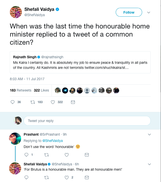 Rajnath Singh Twitter Kashmir Kashmiriyat Trolling