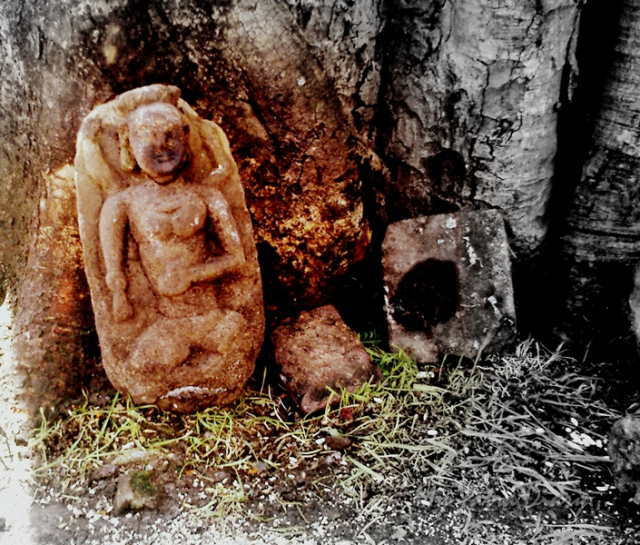 Image of Devi worshipped under a tree in the Brajeshwari Devi temple, Kangra. Credit: Kafila