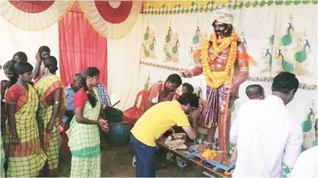 Mahishasur being worshipped in Purulia, Bengal. Credit: Kafila