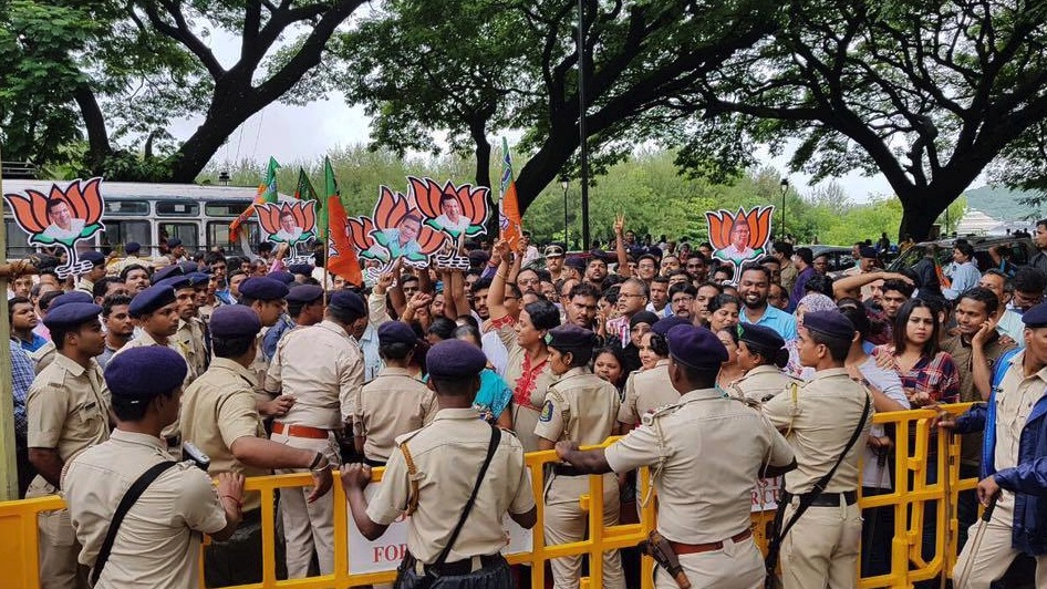 BJP won the Panaji and Valpoi seats that went to polls on August 23. Credit: Twitter/@visrane