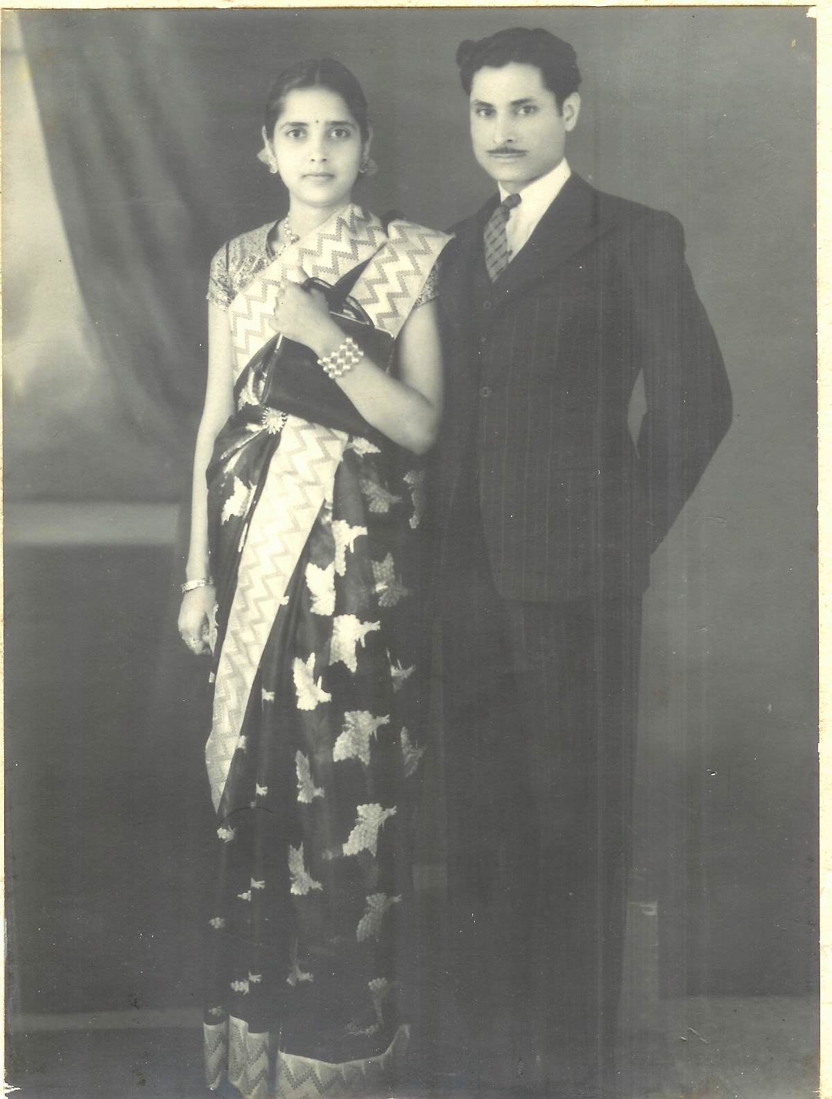 Savitri and Sunderdas Mirchandani (Dadima and Dada) on their wedding day, December 20, 1941. Courtesy: Maya Mirchandani