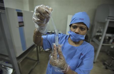 An embryologist carriesout a sample preparation process at Fortis Bloom Fertility and IVF Centre inside the Fortis hospital at Mohali. Credit: Reuters/Ajay Verma/Files