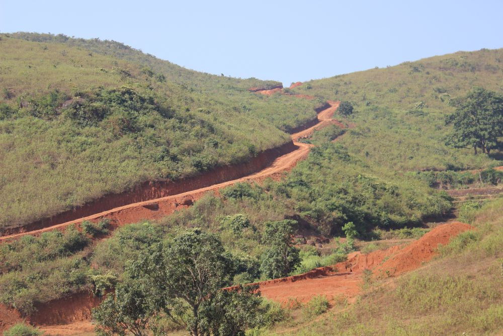 Forest fragmentation due to road construction is causing serious disturbance to wildlife. Road constructions through forest in the earlier remote areas provides access to illegal tree felling and poaching of wildlife leaving a permanent negative impact on the biodiversity of the region. Credit: Abhijit Mohanty
