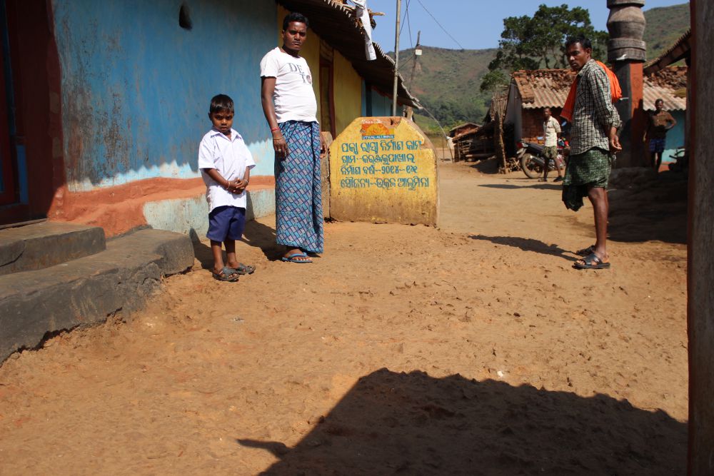 “In 2000, the officials of Utkal Aluminium Company visited our village and assured us that all kind of development works like school, medical facilities, sanitation will be taken up in the village. But nothing has been done in this regard so far. Now if you raise the issue, you will be arrested. In 2015, the company has constructed a cement road in the village. The quality of work was so poor that now you can hardly find any sign of that road. Just look down and see yourself,” said Jayanta Majhi of Karanjkupakhal village. Credit: Abhijit Mohanty