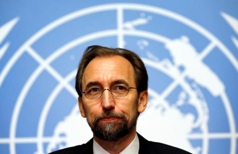 Jordan's Prince Zeid Ra'ad Zeid al-Hussein, U.N. High Commissioner for Human Rights pauses during a news conference at the United Nations European headquarters in Geneva October 16, 2014. Credit:Reuters