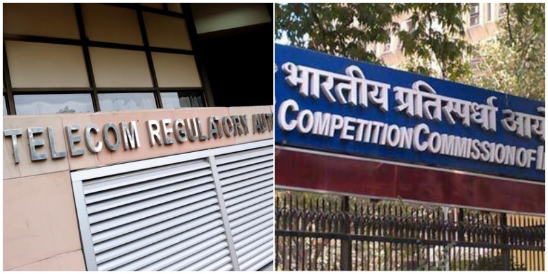Left: Telecom Regulatory Authority of India building. Right: Competition Commission of India. Credit: PTI