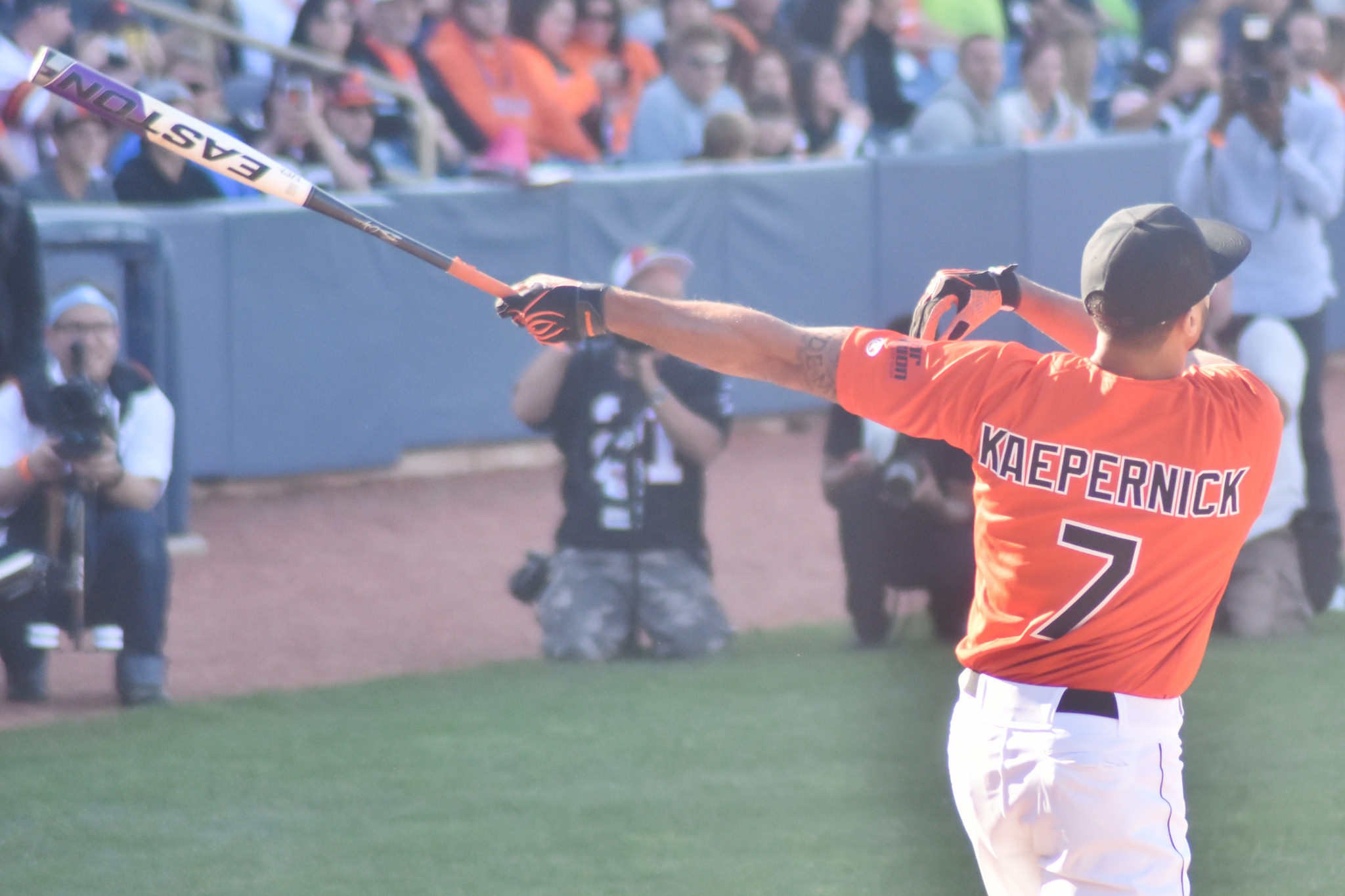 Colin Kaepernick hits it outta the park. Credit: edrost88/Flickr, CC BY 2.0