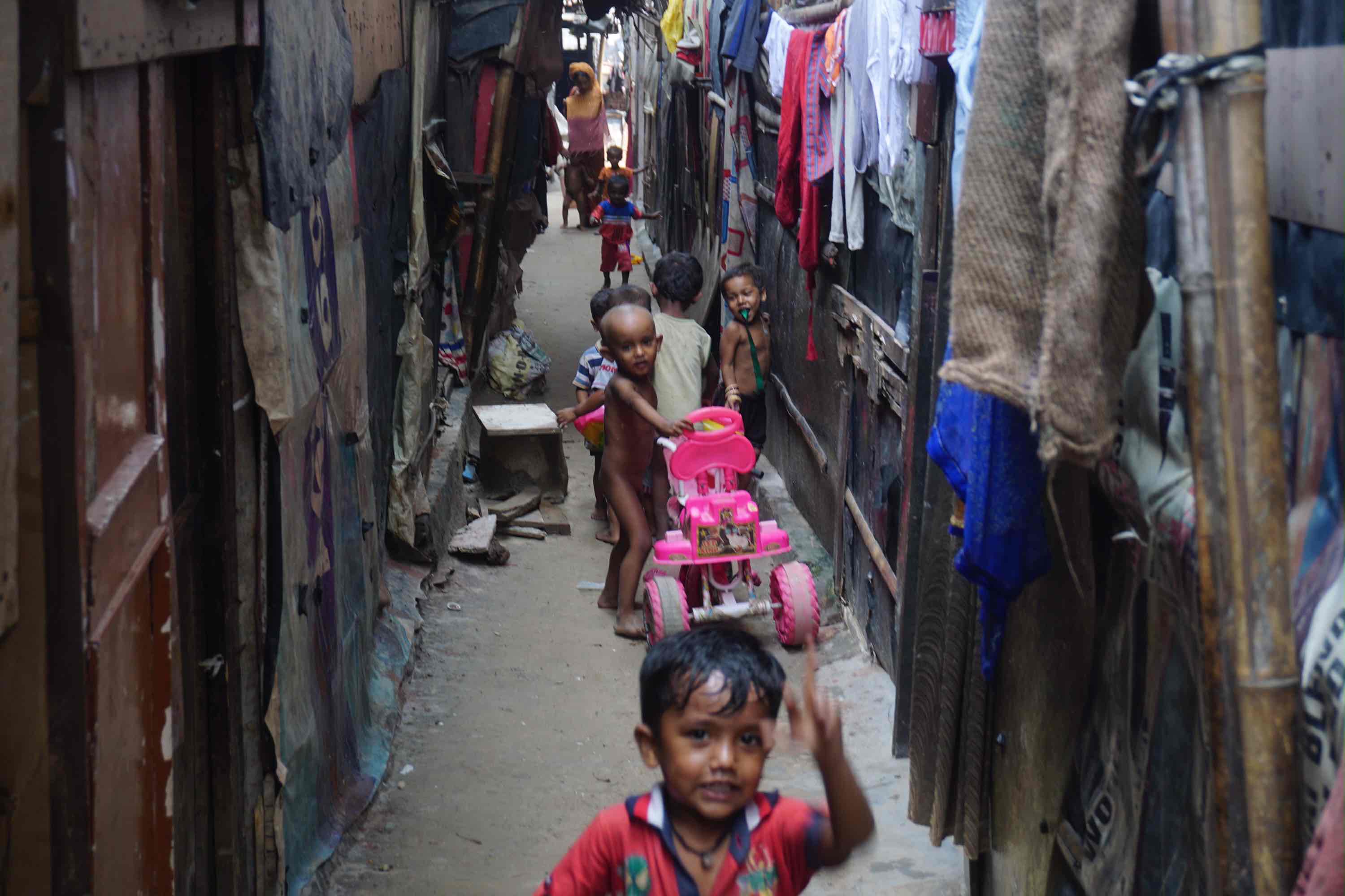 Children at a Rohingya camp in New Delhi. Credit: Shome Basu