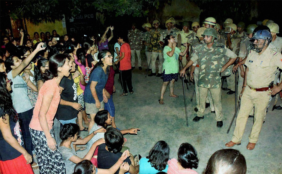 Students protest at Benaras Hindu University. Credit: PTI