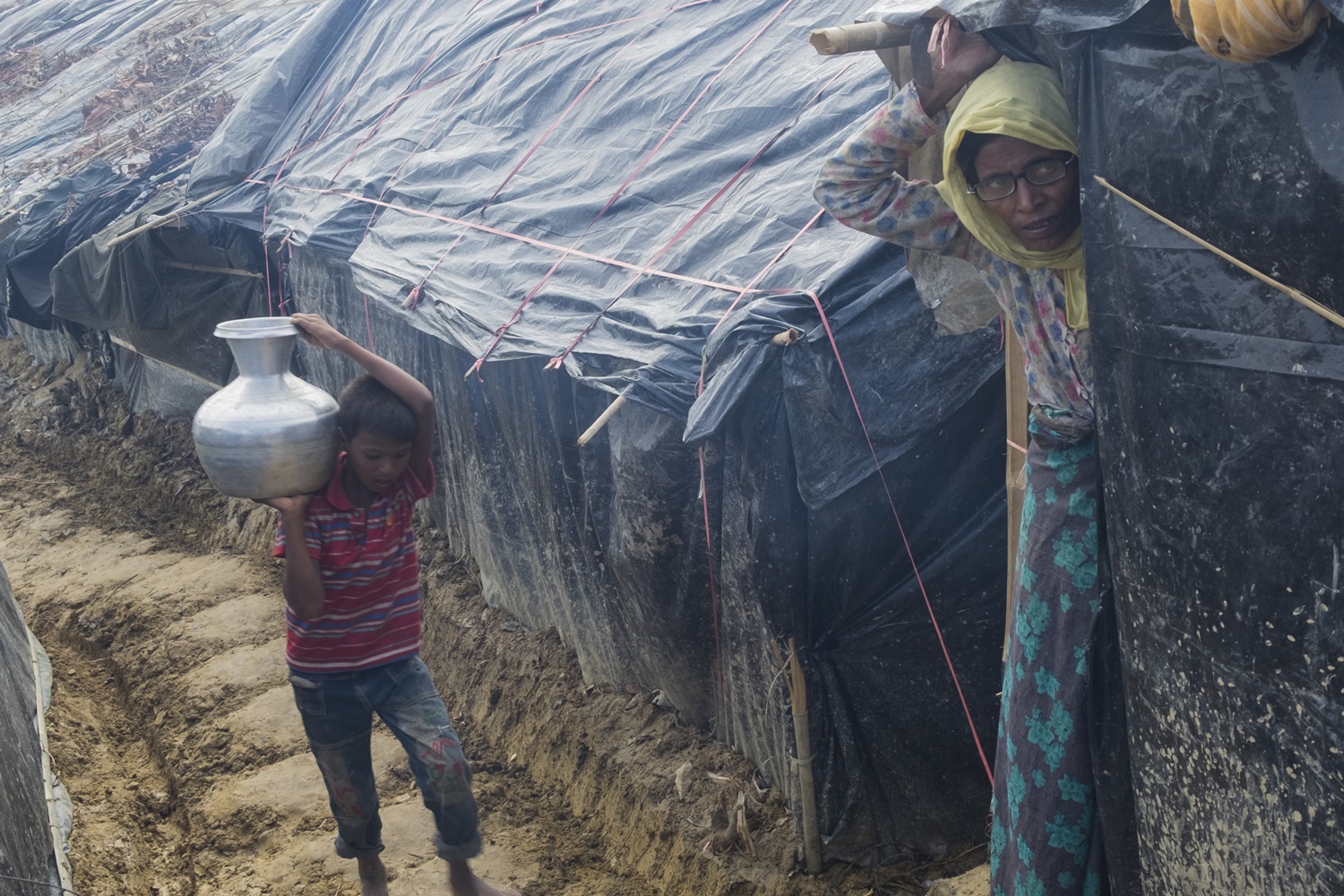 Bringing water home from a tube well. Credit: Parvez Ahmed