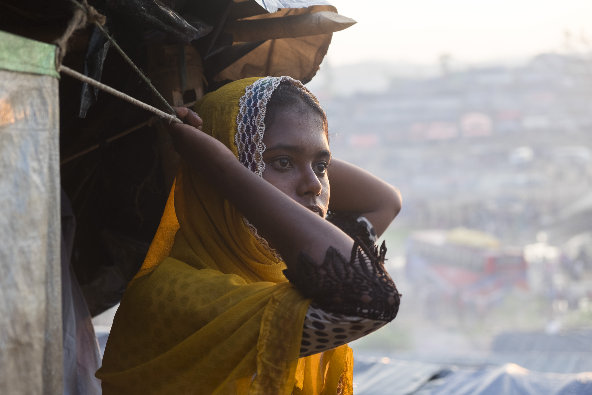 Tahura at her makeshift home in Kutupalong camp. Credit: Parvez Ahmed