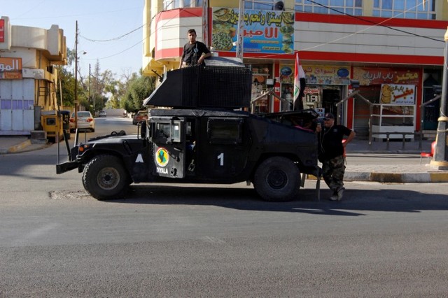 A vehicle of the Iraqi Federal police is seen on a street in Kirkuk, Iraq October 19, 2017. Picture taken October 19, 2017. Credit: Reuters