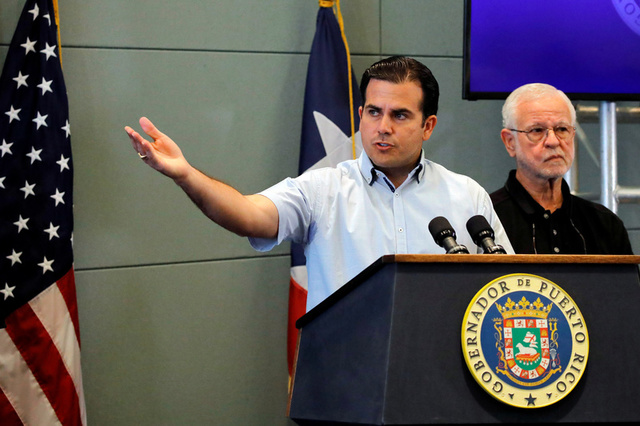 Governor of Puerto Rico Ricardo Rossello speaks during a news conference days after Hurricane Maria hit Puerto Rico, in San Juan, Puerto Rico September 30, 2017. Credit: Reuters