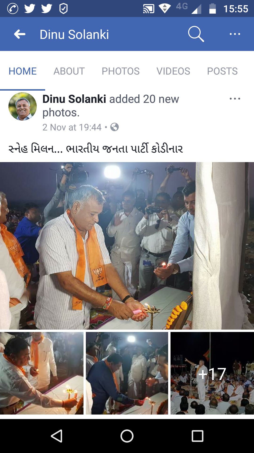 Solanki shared images of himself at a BJP event on November 2, two days after he was asked to surrender. Credit: Facebook screenshot