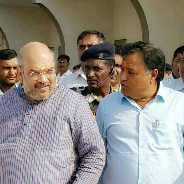 File photo of Solanki with Amit Shah. Courtesy: Damayantee Dhar