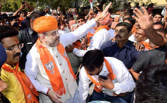 BJP chief Amit Shah campaigning in Gujarat. Credit: PTI