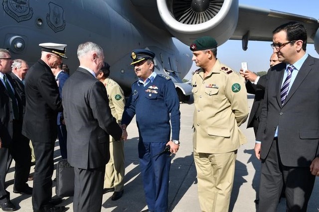 US Defence Secretary Jim Mattis arrives in Islamabad, Pakistan December 4, 2017. US Embassy Handout via Reuters