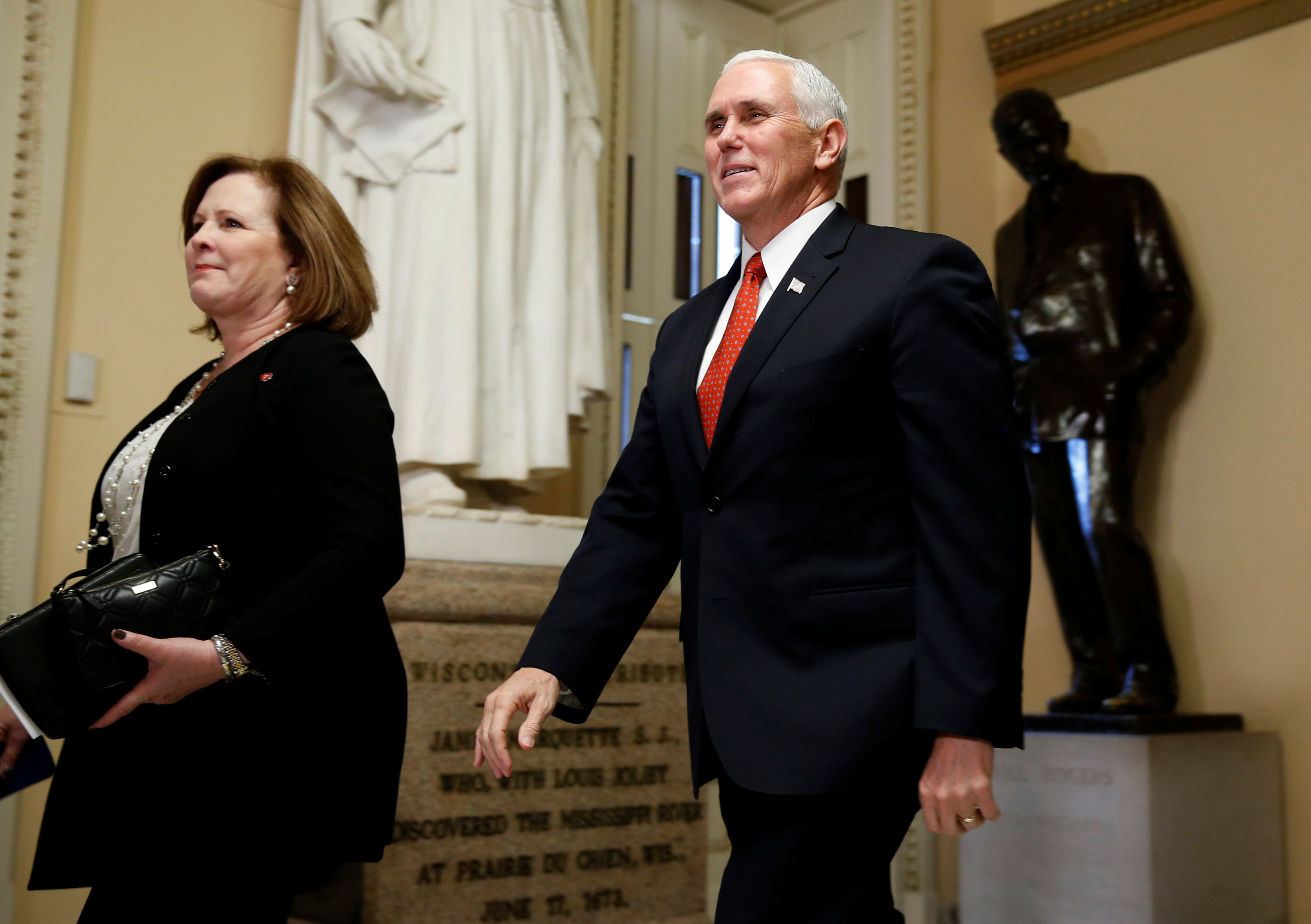 US Vice President Mike Pence walks outside the House of Representatives at the US Capitol in Washington, U.S., December 19, 2017. Credit: Reuters/Joshua Roberts
