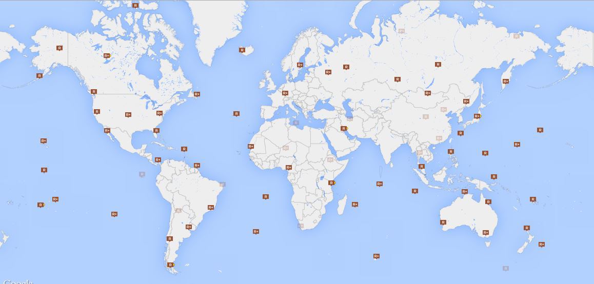 The 80 radionuclide monitoring stations around the world operated by the CTBTO. Source: CTBTO