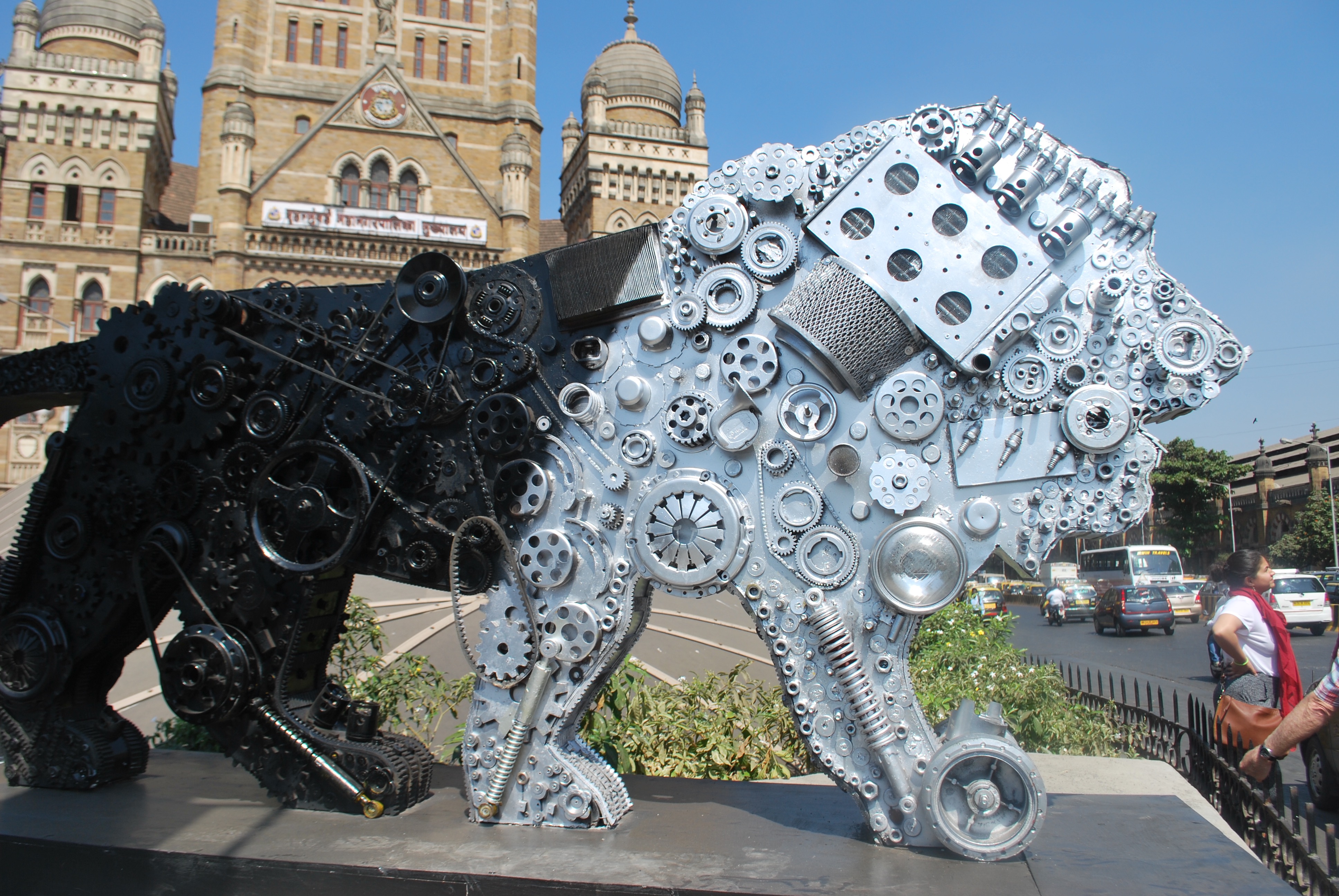 the make in india lion roams the streets of mumbai