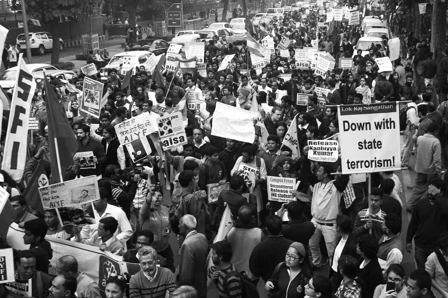 A view of the protest in defence of Kanhaiya Kumar. Credit: Shome Basu
