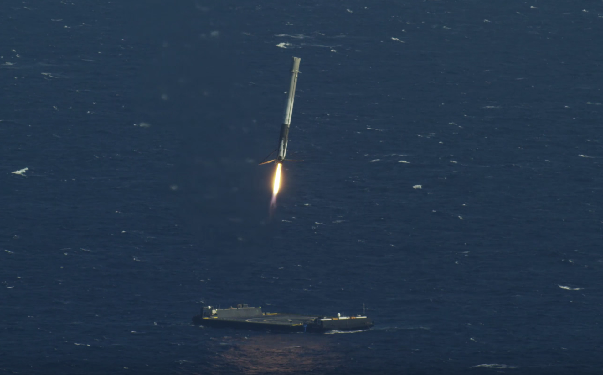 watch  spacex lands rocket on a floating ship