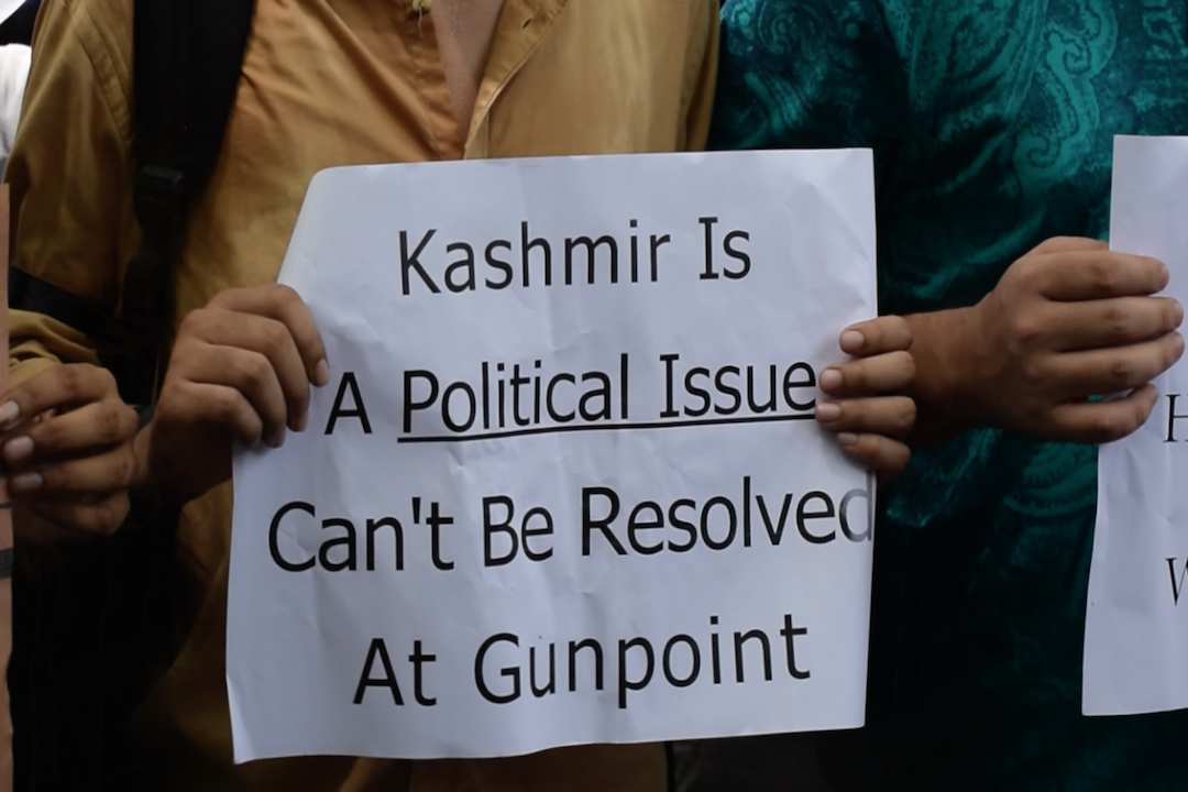 watch  silent march in delhi to protest killing of civilians in kashmir