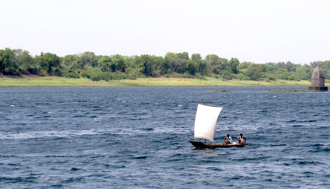 The Narmada at Maheshwar downstream of Omkareshwar remains robust even after a lot of water was taken out it.