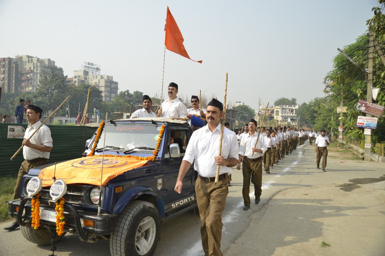 A preview of the RSS's new dress code: from half-pant to full. Credit: Shome Basu