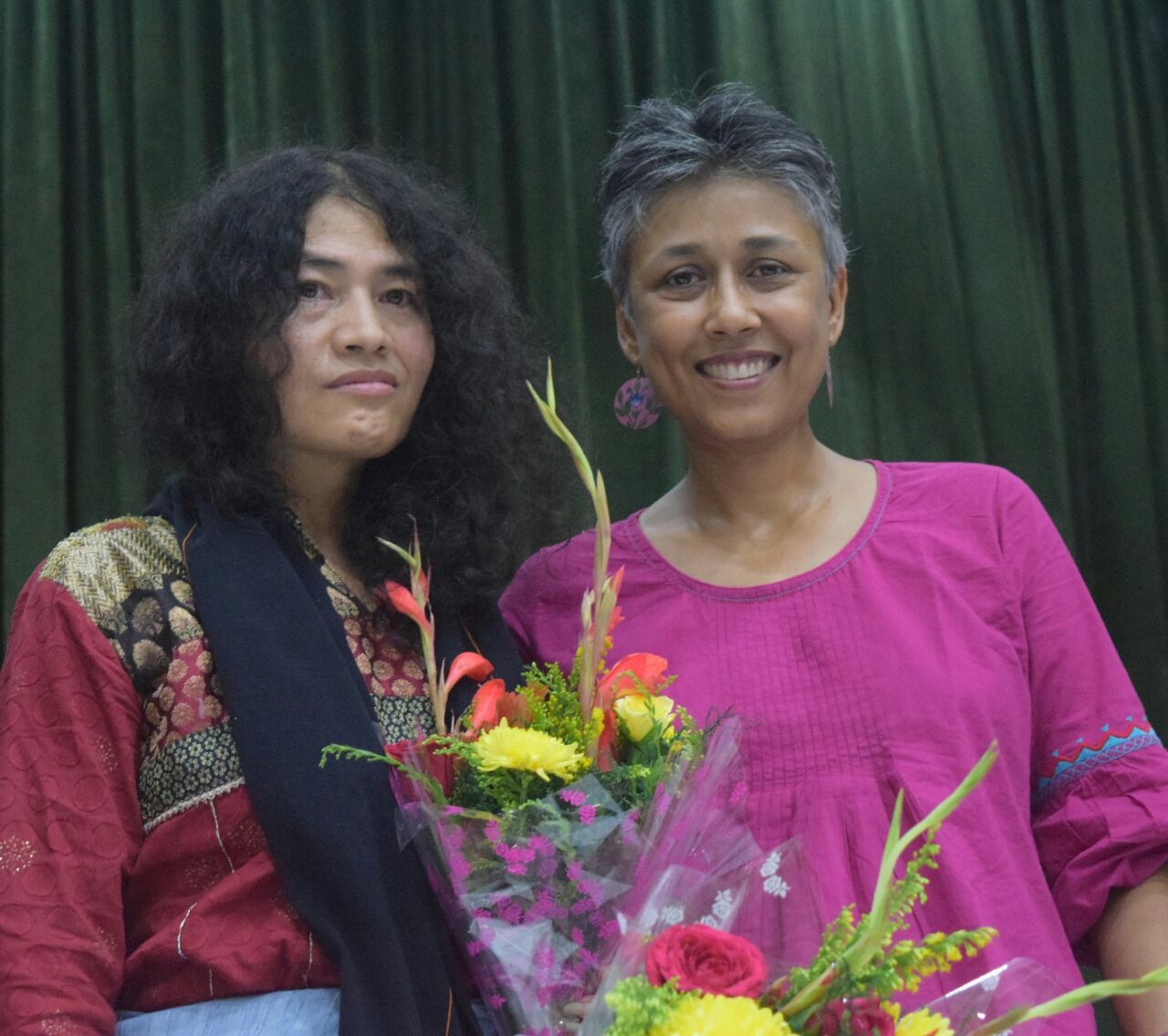 Nandini Sundar (R) with Irom Sharmila. Credit: Special arrangement