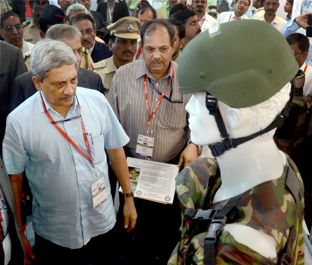 'He didn't know his strength until we made him realise it': Defence minister Manohar Parrikar inaugurates an Exhibition at Vashi, Navi Mumbai on Wednesday. Credit: PTI