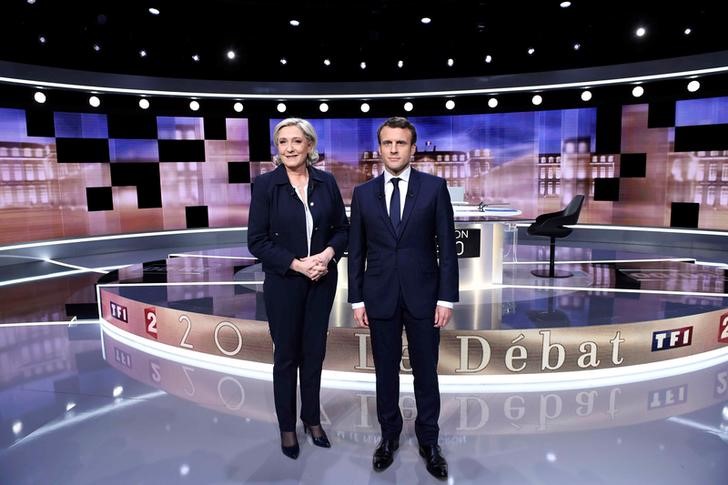 macron  le pen lock horns on euro  terrorism in french pre election tv debate