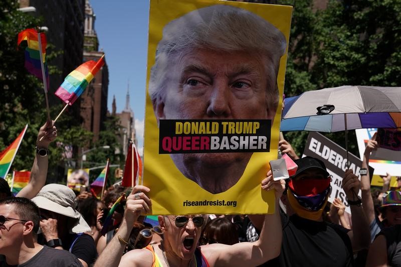 us pride marches  new york takes swings at donald trump while san francisco parties