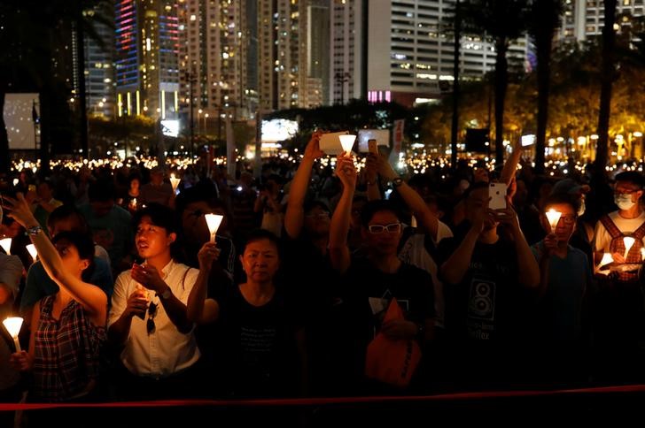 tiananmen square anniversary brings together thousands at hong kong vigil