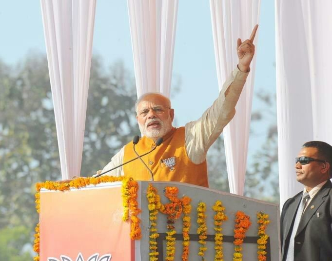 Prime Minister Narendra Modi addressing a pre-election rally in Uttarakhand. Credit: Twitter/Uttarakhand BJP