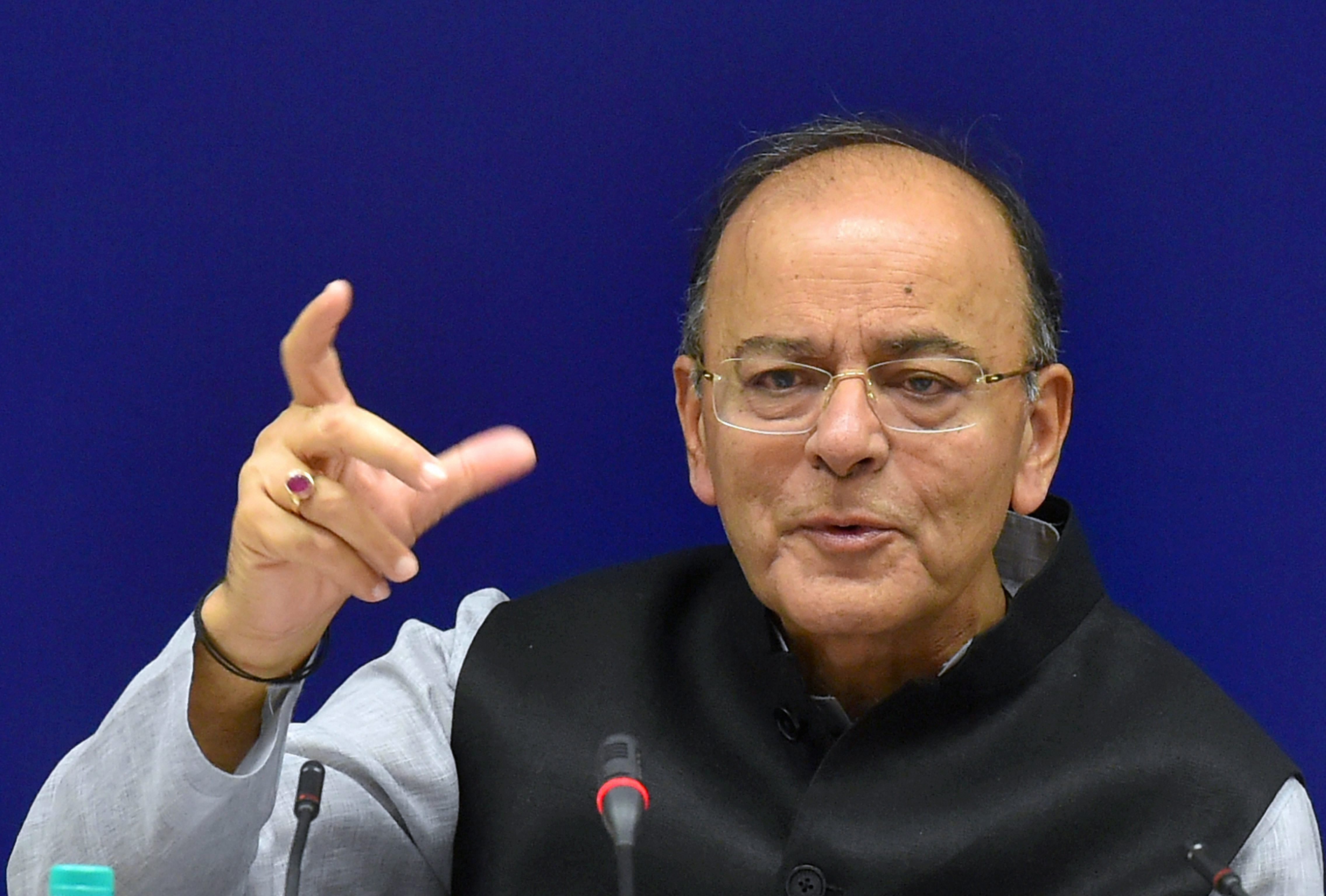 Union finance minister Arun Jaitley addressing the media after the 22nd meeting of the Goods and Services Tax (GST) Council, in New Delhi on Friday. Credit: PTI/Atul Yadav