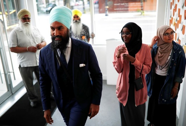 New Democratic Party federal leadership candidate Jagmeet Singh walks through the room at a meet and greet event in Hamilton, Ontario, Canada, July 17, 2017. Credit: Reuters