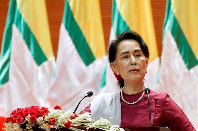 Myanmar State Counselor Aung San Suu Kyi delivers a speech to the nation over the Rakhine and Rohingya situation, in Naypyitaw, Myanmar September 19, 2017. Credit: Reuters