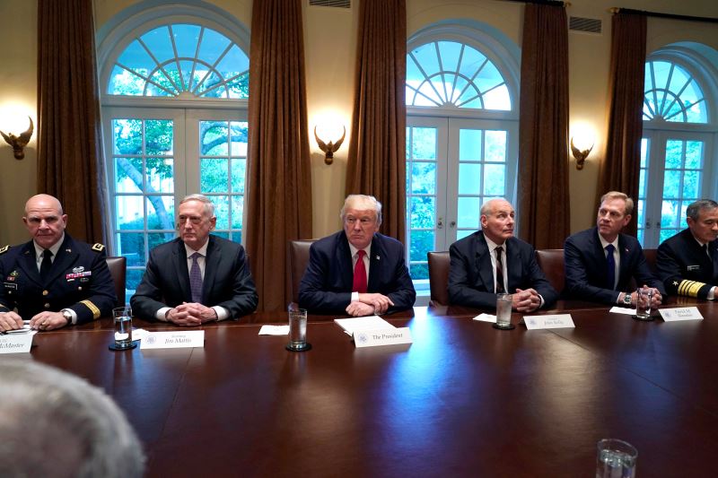 trump talks of  calm before the storm  at meeting with military aides