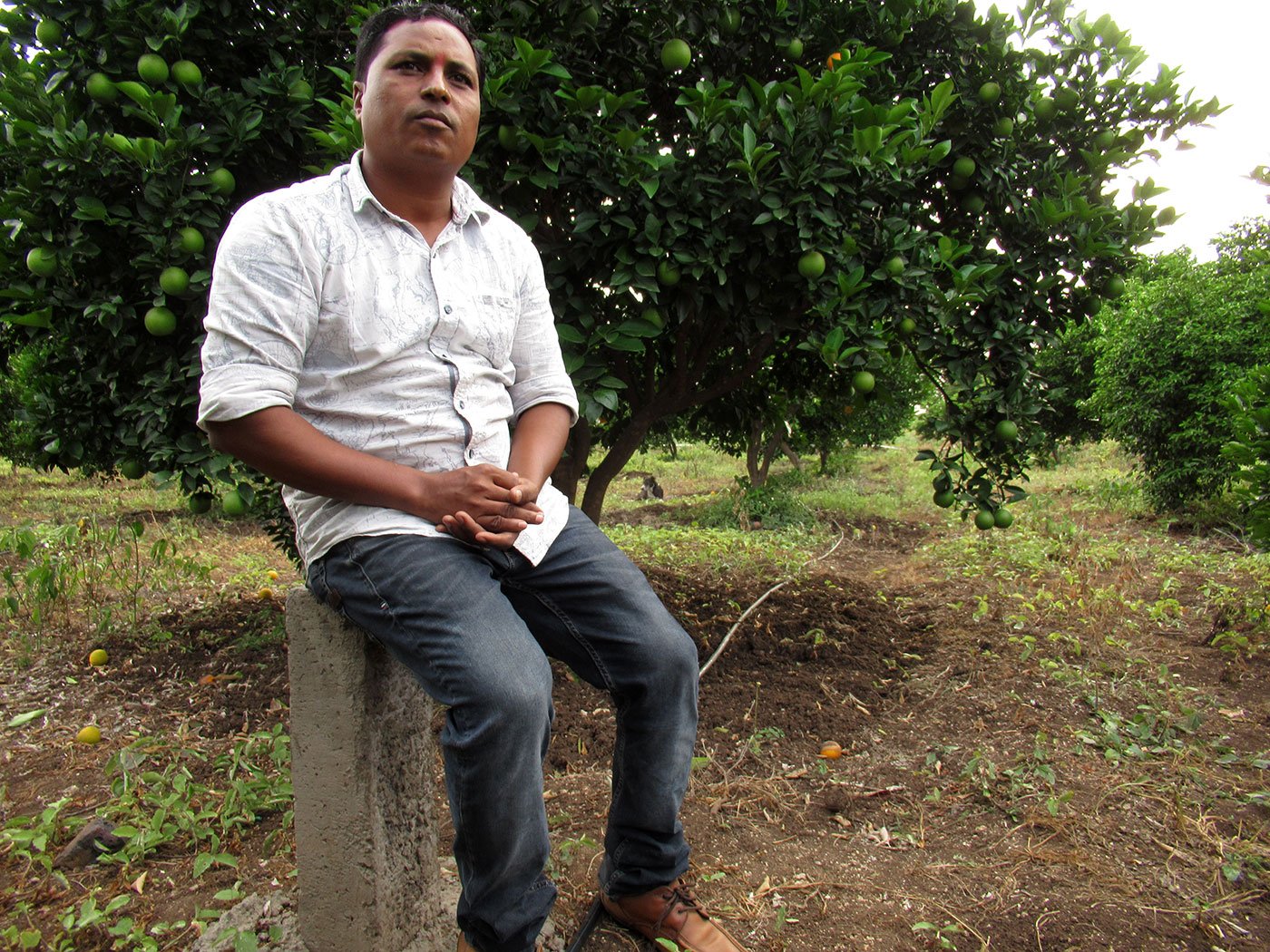 Balasaheb Hekde, a horticulturalist from Maliwada, says that the farmers of his village resisted when MSRDC officials came to inspect their land. Credit: Author provided