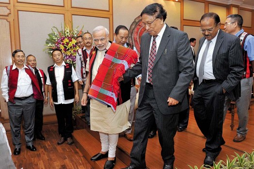 Modi with NSCN (IM) leader in 2015. Credit: PTI