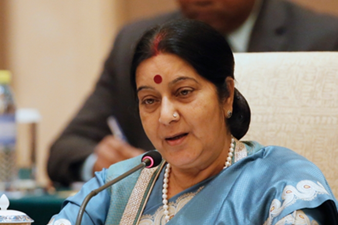swaraj calls for joint action against terrorism at brics meet