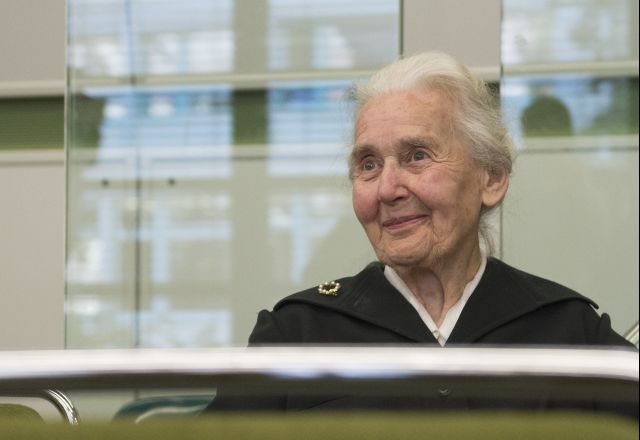 Ursula Haverbeck, accused of denying the holocaust, sits in a courtroom in Berlin, Germany, October 16, 2017. Credit: Reuters