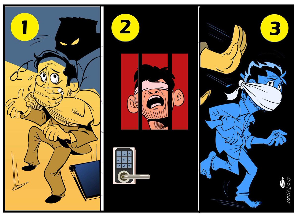 A cartoon on secret detentions in Bangladesh. Credit: credit Mehedi Haque/The New Age